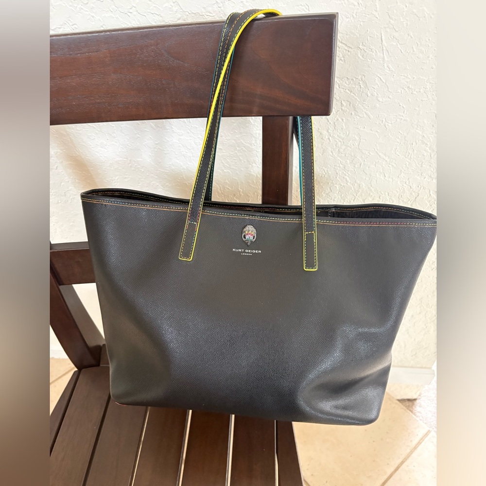 Kurt Geiger London Richmond Shopper Tote Black Rainbow Trim